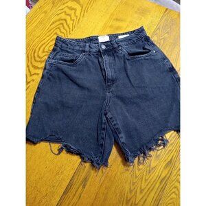COTTON ON Womens Jeans Shorts 28 BLACK RELAXED  Preowned Raw Hem ? Frey ? Used